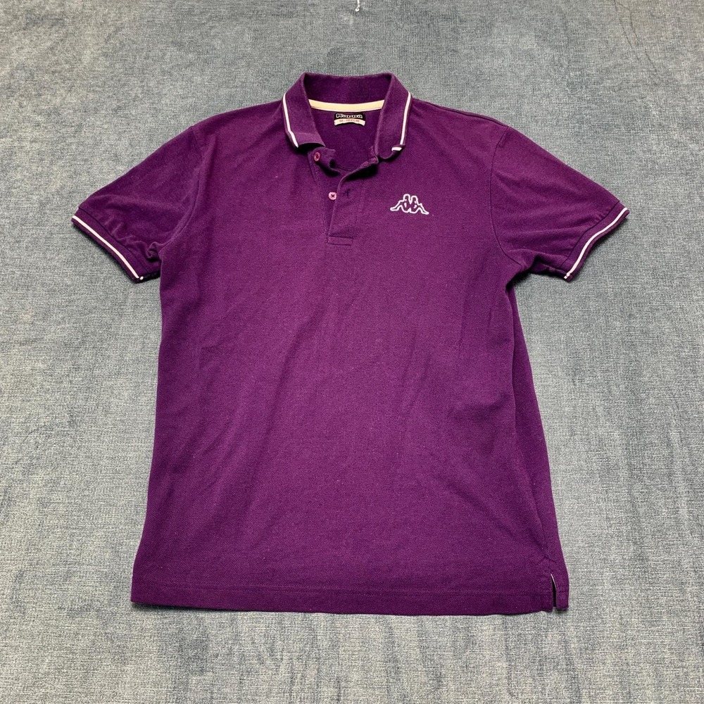 Kappa Logo Maltaxita Mss Polo Shirt Mens Medium Purple Piquet Cotton Regular Fit